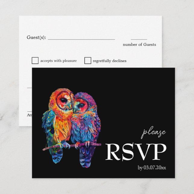 Cartão RSVP LGBTQ+ com requisitos dietéticos Unidade Eterna (Frente/Verso)