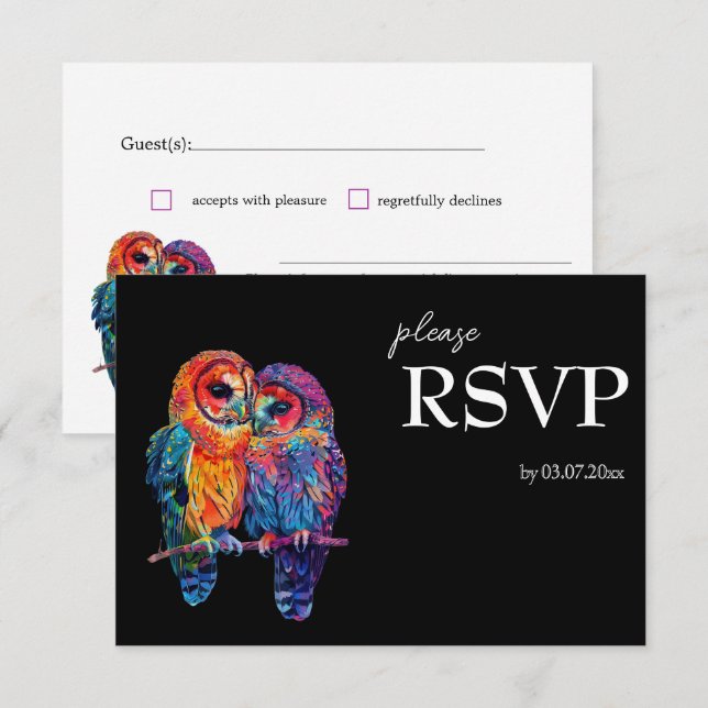 Cartão RSVP LGBTQ+ Linda Unidade Eterna de Orçamento (Frente/Verso)