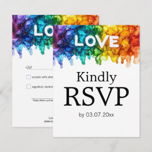 Cartão RSVP 🌈 🐦 LGBTQ Pintado com Casamento de Amor