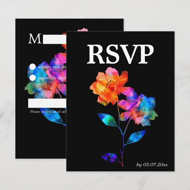 Cartão RSVP 🌈 LGBTQ Voando Juntos  Pétalas & Orgulho  (Frente/Verso)