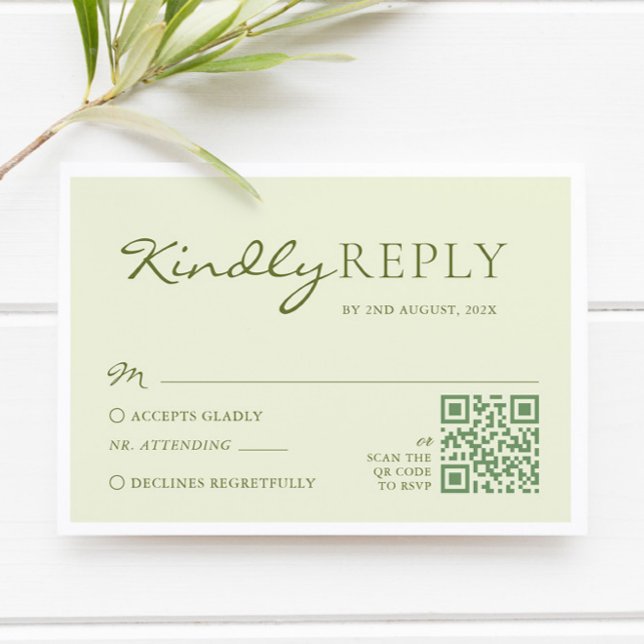 Cartão RSVP Light Olive Green Wedding (Criador carregado)