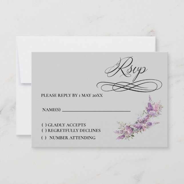 Cartão RSVP Lilac floral Response Card (Frente)
