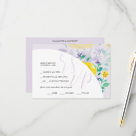 Cartão RSVP Lilac Lilac Azul, Cor Floral Verde