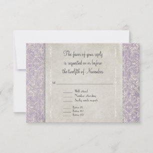 Cartão RSVP Lilac Vintage Casamento Feito Pela Regência France
