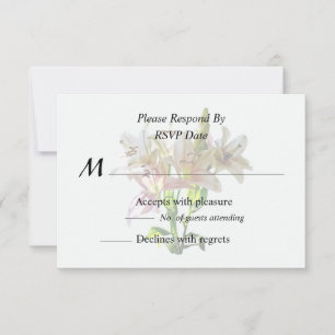 Cartão RSVP Lilies Rosa Pálido com Luz de Fundo