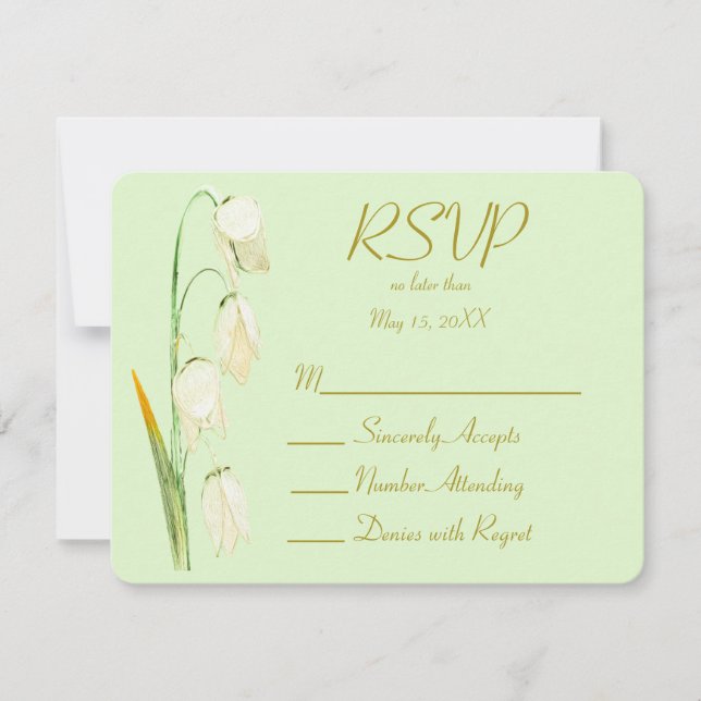 Cartão RSVP Lily of Norway Sage Wedding (Frente)