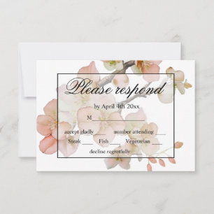 Cartão RSVP Linda cor verde-alaranjada floral floral floral fl