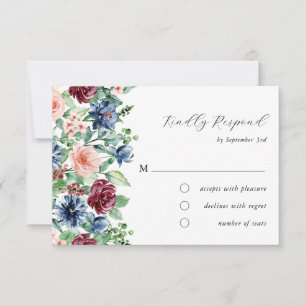 Cartão RSVP Linda Watercolor Floral & Greenery Weding