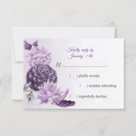 Cartão RSVP lindíssimas flores roxas