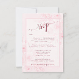 Cartão RSVP Lindo Casamento de Peônias em Aquarela Boho Chic R
