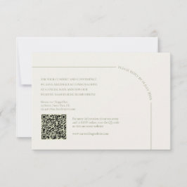 Cartão RSVP  Linen & Sage Green with QR Code Boho Minimalist 