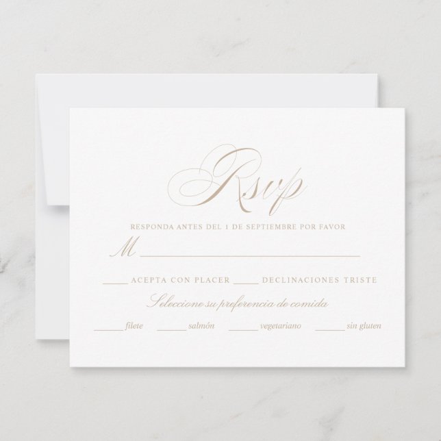 Cartão RSVP Língua espanhola Nuestra Boda (Frente)