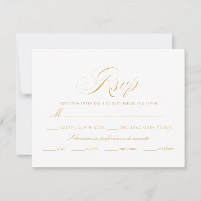 Cartão RSVP Língua espanhola Nuestra Boda Dourada (Frente)