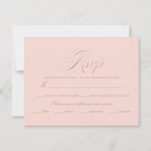 Cartão RSVP Língua espanhola Nuestra Boda Pink