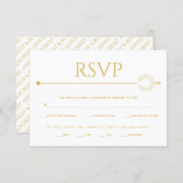 Cartão RSVP Linha de ouro moderna com círculos concêntricos ca