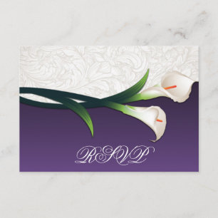 Cartão RSVP Lírio de Calla de prata roxo, branco que Wedding