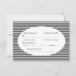 Cartão RSVP Listra Minimalista Preta e Branca Chic Bow
