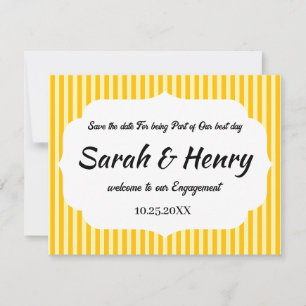 CARTÃO RSVP LISTRAS AMARELAS SAVE THE DATES COM NOME PERSONALI