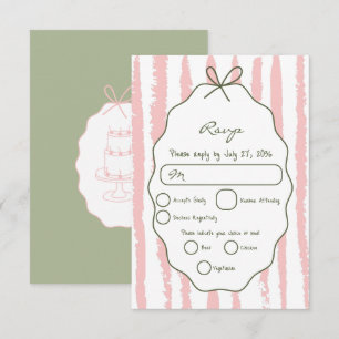 Cartão RSVP Listras Caprichosas Casamento Pintado à Mão