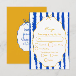 Cartão RSVP Listras Caprichosas Casamento Pintado à Mão 