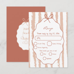 Cartão RSVP Listras Caprichosas Casamento Pintado à Mão