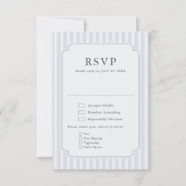 Cartão RSVP Listras Clássicas Modernas Azul Poeira Casamento V