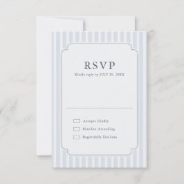 Cartão RSVP Listras Clássicas Modernas Azul Poeira Casamento V