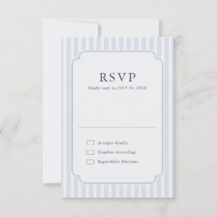 Cartão RSVP Listras Clássicas Modernas Azul Poeira Casamento V