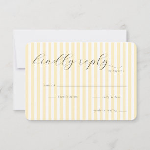 Cartão RSVP Listras de Creme Elegantes