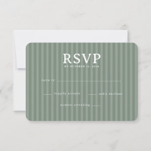 Cartão RSVP Listras Elegantes de Verde Salvia