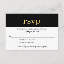 Cartão RSVP Listras Pretas e Brancas de Tipografia Moderna | R