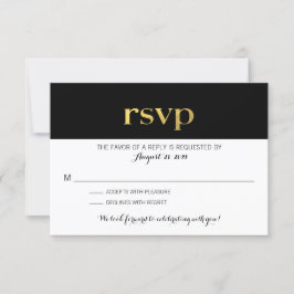 Cartão RSVP Listras Pretas e Brancas de Tipografia Moderna | R