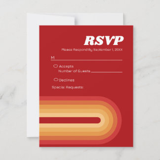 Cartão RSVP Listras Retro - Pôr do Sol em Terracota Casamento 