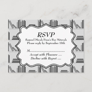 Cartão RSVP Livro Shelf Design Bar Mitzvah