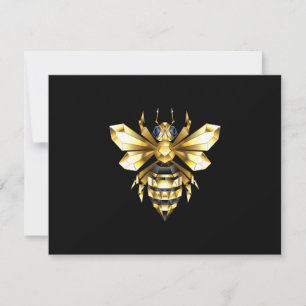 Cartão RSVP Logotipo Faux Gold Foil Polygonal da Abelha em Pre