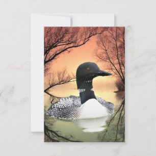 Cartão RSVP Lon On Lake Loon Reflexões Chamada Do Lon