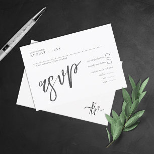 Cartão RSVP Love Calliografia Wedding B&W ID940