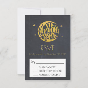 Cartão RSVP Lua & estrelas com provérbio romântico que Weddi