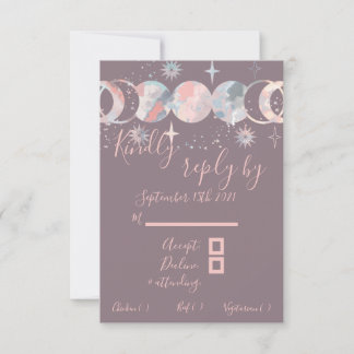 Cartão RSVP Luas Coloridas de Aquarelas