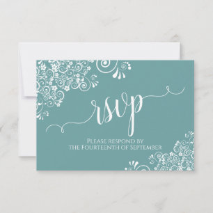 Cartão RSVP Lugar Branco sobre Casamento Elegante Teal