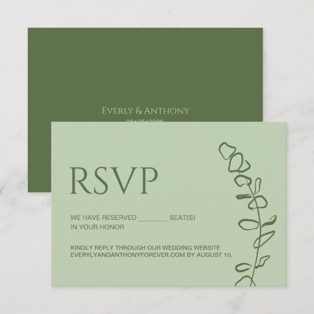 Cartão RSVP Lugares Reservados Elegantes para Casamento com Eu (Frente/Verso)