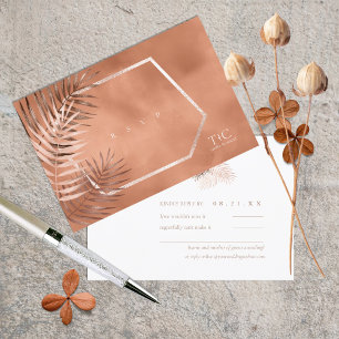 Cartão RSVP Lush Palm Leaf Wedding Terra Cotta ID956