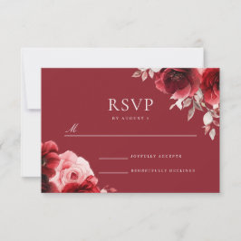 Cartão RSVP Luxe Radiance Ruby Rosa vermelha Bloom Weding