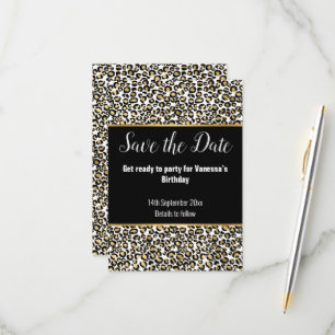 Cartão RSVP LUXO ANIMAL PRINT Dourado BRILHO SAVE THE DATE