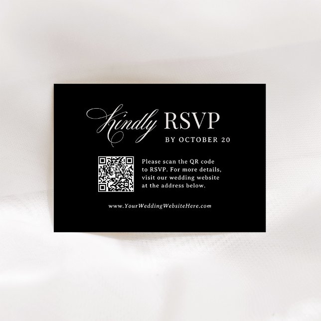 Cartão RSVP Luxo Clássico | Casamento de Código QR Digitalizáv (Criador carregado)