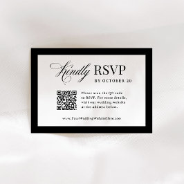 Cartão RSVP Luxo Clássico | Casamento de Código QR Digitalizáv
