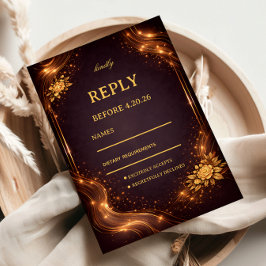 Cartão RSVP Luxury Gold Sparkle Wave