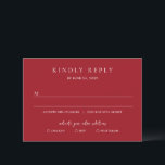Cartão RSVP Luxury Ruby Red Elegant Wedding<br><div class="desc">Luxury ruby red wedding RSVP card, designed for couples embracing a bold, romantic, and elevated style. Featuring a rich jewel-toned background paired with elegant typography, this design captures the essence of modern romance and timeless sophistication. Deep red hues symbolize passion and celebration, making this perfect for formal, evening, or black-tie...</div>