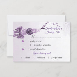 Cartão RSVP Luz púrpura maravilhosa flores escolha de refeição