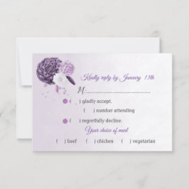 Cartão RSVP Luz púrpura maravilhosa flores escolha de refeição